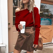 Sexy Off Shoulder Threaded Women Sweater Autumn and Winter Bat Sleeve Slit Neckline Solid Casual Strapless Knitted Sweaters Sexy Off Shoulder Threaded Women Sweater Autumn and Winter Bat Sleeve Slit Neckline Solid Casual Strapless Knitted Sweaters