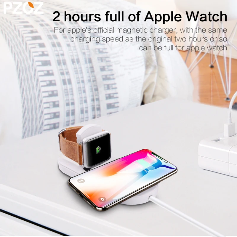 PZOZ Qi Беспроводное зарядное устройство Быстрая зарядка для Apple Watch 3 iwatch iphone X 8 plus 2 в