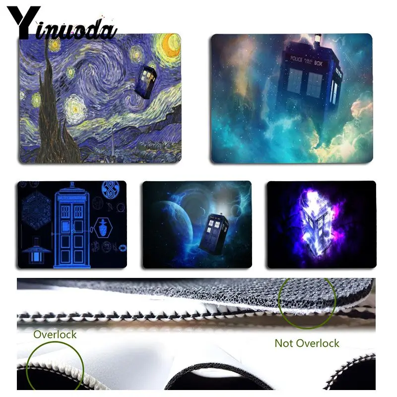 Игровой коврик для мыши Yinuoda с забавной клавиатурой Doctor Who Tardis Van Gogh размер 18x22 см