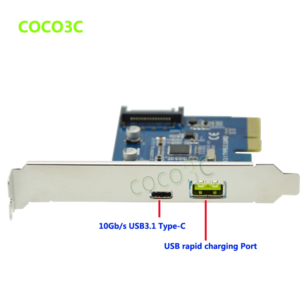  Escritorio 10Gbps USB 31 tipo C + puerto de carga rápida USB tarjeta PCI express PCI-e x4 A Adaptad