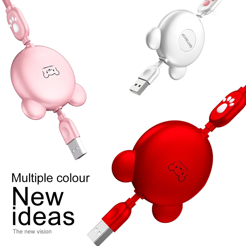 Oatsbasf كبل usb قابل للسحب 3 في 1 ل فون X 5 6 7 8 الهاتف المحمول كابل نوع C المصغّر usb كابل ل كابل شاحن الهاتف