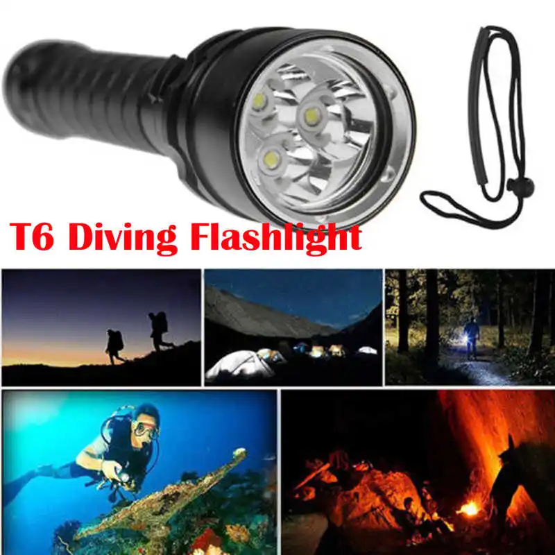 

3x XML T6 LED Waterproof Scuba Diving Underwater Flashlight Torch Lamp Telescopic focusing travel lighting flashlight #4A10
