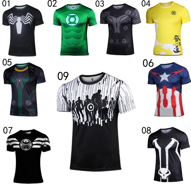 Free Shipping NEW 2015 Marvel Captain America 2 Super Hero lycra compression tights sport T shirt Men | Мужская одежда
