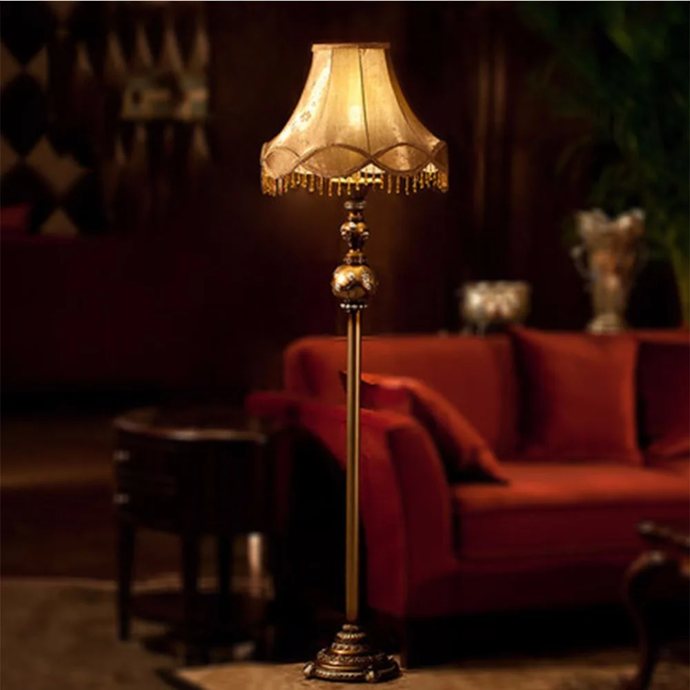 

Resin Fabric Lampshade Iron Floor Lamps Led Bulb Lamp E27 110V-220V European Style Living Room Bedroom Modern Floor Lamp