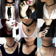 ZRHUA чокер с несколькими слоями ожерелье Черная кружевная кожа бархатная полоска женский воротник Веревка Ювелирные изделия Аксессуары для шеи ювелирные изделия с чокерами ожерелье