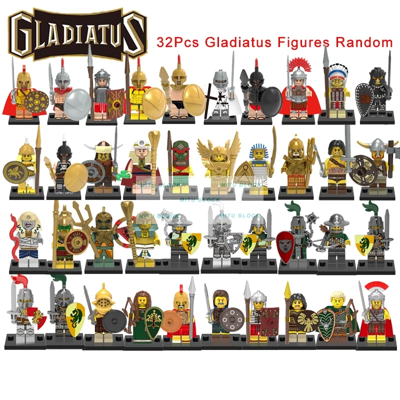 32pcs/Set Super Heroes The Medieval Knights Military Army Legoinglys Gladiatus Dragon Warrior Figures Building Blocks Toys