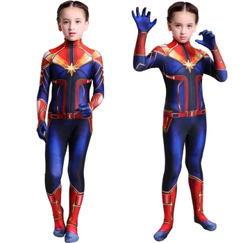 

2019 New Cosplay Costume Women Girls Movie Version Captain Marvel Carol Danvers Cosplay Costume Zentai Superhero Bodysuit Suit