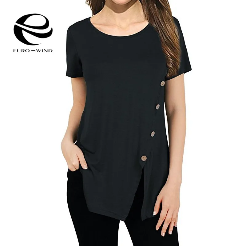 

Plus Size 5XL Summer Top Women's O-Neck Shirts Casual Short Sleeve Button Ladies Tops Solid Tunic T-shirts Tee Female Tops Blusa