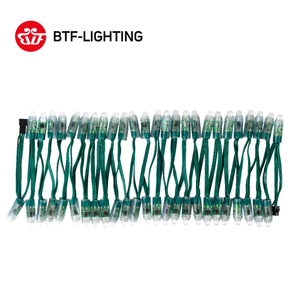 US $13.71 50pcs 100pcs WS2811 DC 5V 12V 12mm LED Module Black Green RWB Wire String Christmas Light Addressable IP68 Waterproof