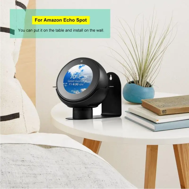 

2018 New 360 Rotation Mount Bracket For Amazon Echo Spot Stable Aluminium alloy Polished Holder Rubber Pad at The Base