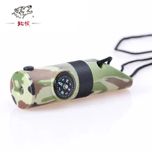 1PCS 7 in 1 emergency survival whistle for camping hiking hunting fishing outdoor activities travel Boats RaftParty Sports games