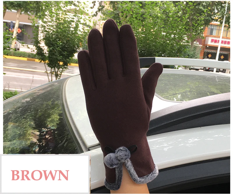 LongKeeper 2019 элегантный Для женщин Полный пальцев перчатки зимние толстые шнурки перчатки с мячом женские пикантные водительские перчатки и