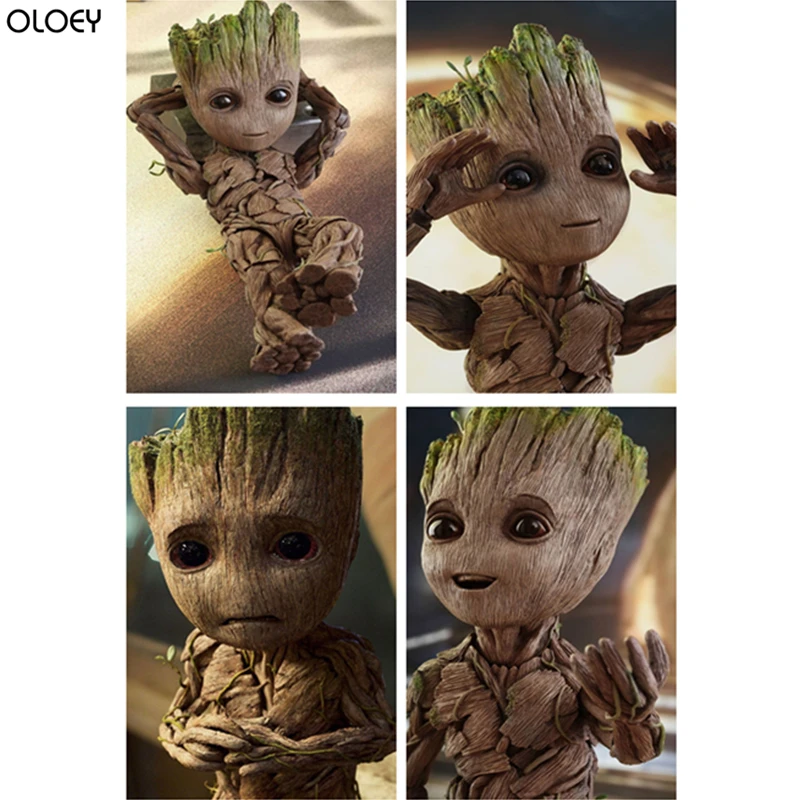 

5D Diy Cartoon Diamond Painting Avengers Groot Full drill Rhinestone Cross Ctitch Kit Pattern Embroidery Wall Sticker
