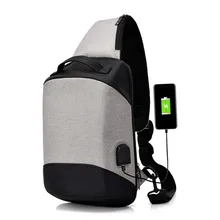 Мужские сумки через плечо мужская нагрудная Сумка подростковая Противоугонная сумка-мессенджер Холщовая Сумка через плечо с usb-кабелем модные однотонные повседневные сумки