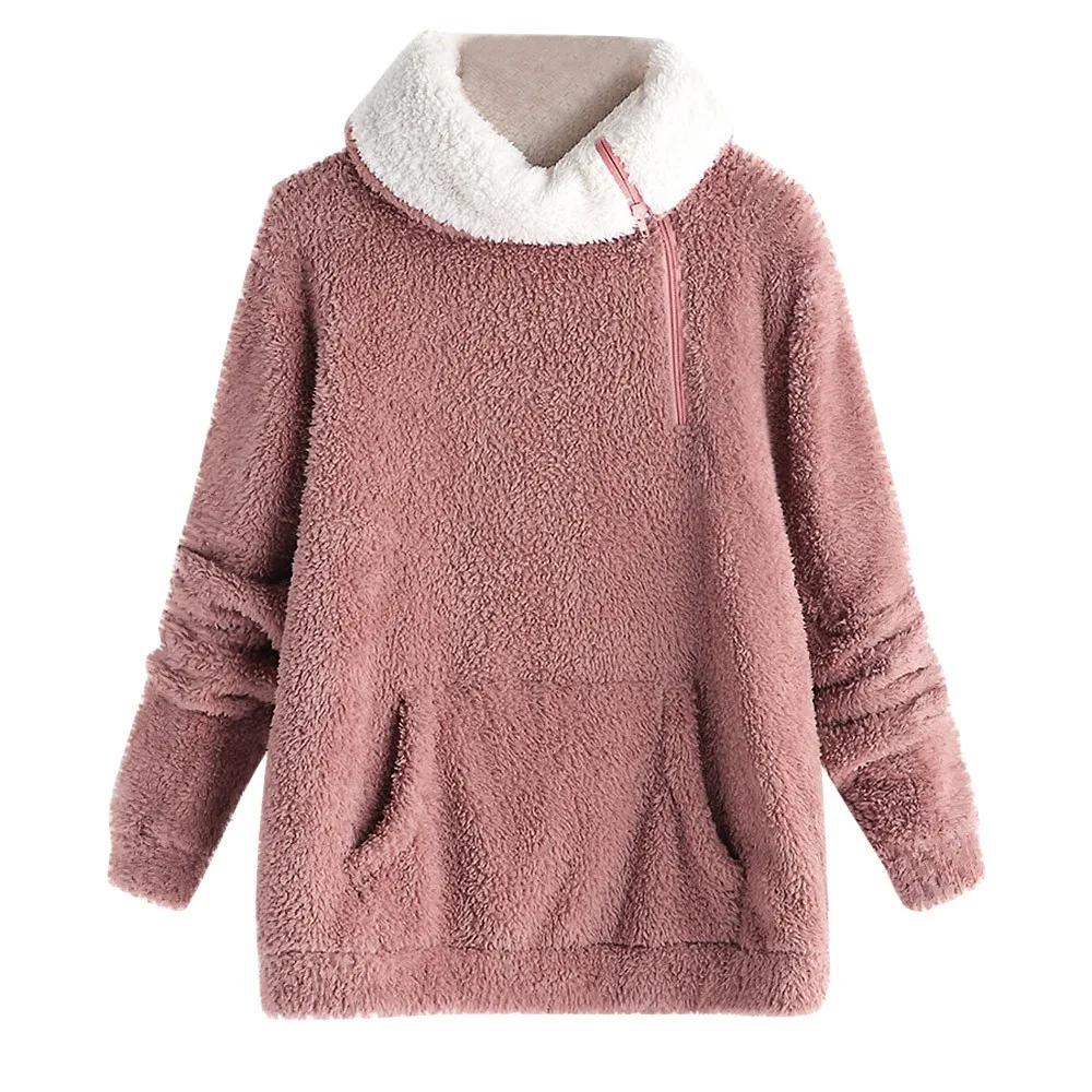 

Women's Long Sleeve Fleece Sweatshirt Warm Zip Solid Fuzzy Hoodie Pullover faith woman hoodie friends sweatshirt
