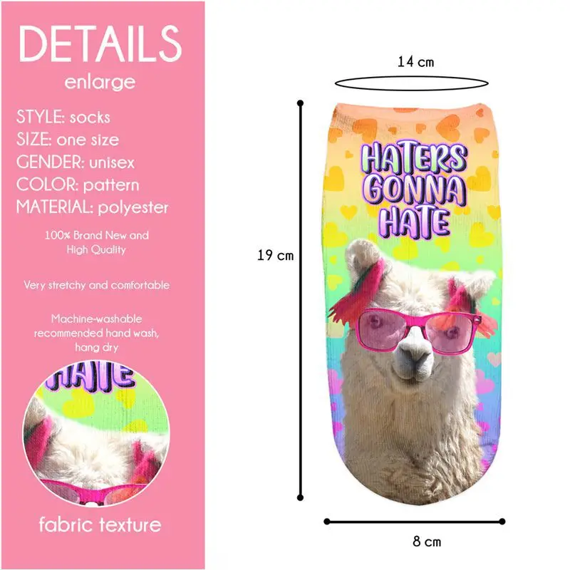Розовые очки Llama новые популярные женские Чулочные изделия с принтом носки для