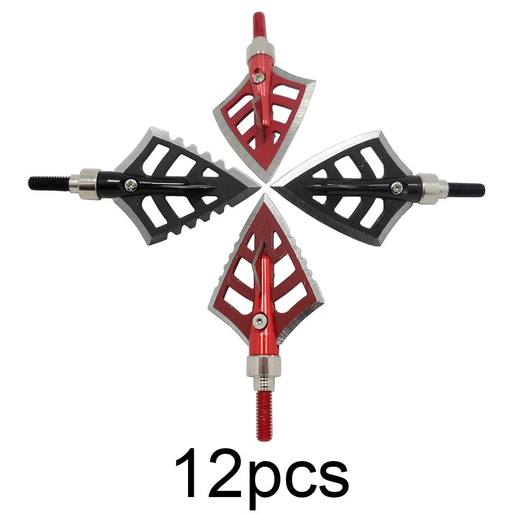 

12pcs 100/125 Grain Archery 4-blade Broadheads Shooting Arrowhead Tips with Removable Cap