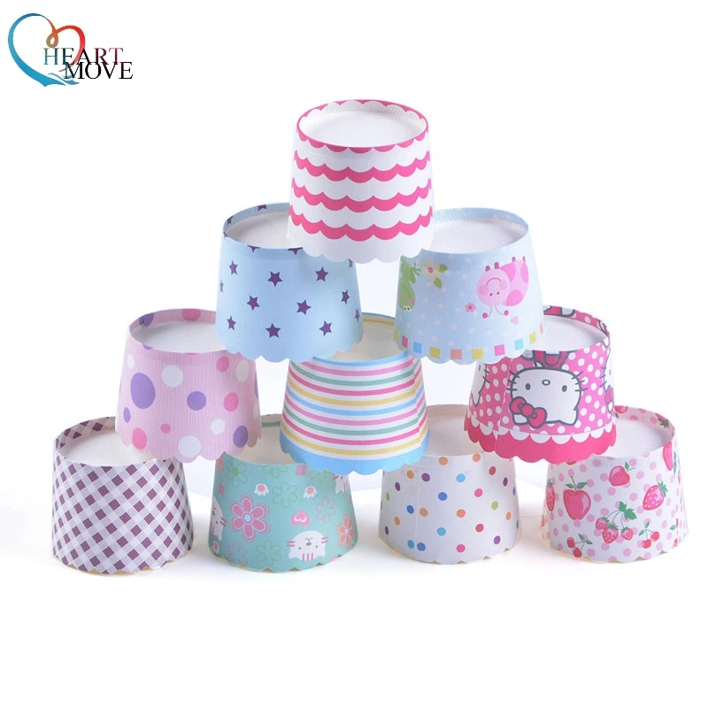 

Birthday Cake Decorating Baking Tool 50Pcs Star Dot Stripe Design Mini Paper Baking Cups Liner Muffin Cupcake Paper Cake Case
