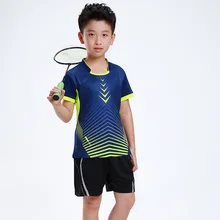 Детская одежда для бадминтона с бесплатной печатью Спортивный Теннисный костюм для мальчиков и девочек Детский комплект для бадминтона Теннисный костюм AF003