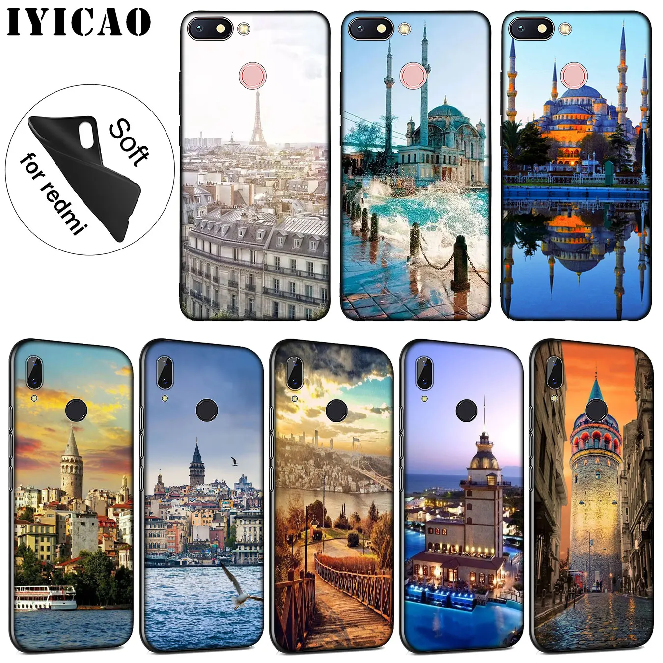 IYICAO Турция Стамбул Sceneary строительный окрашенный мягкий чехол для Xiaomi Redmi K30 K20 8A 7A