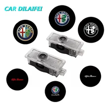 2Pcs for Alfa Romeo LED Car Door Welcome Light Logo Projector Giulia Giulietta Mito Stelvio Brera 147 156 159