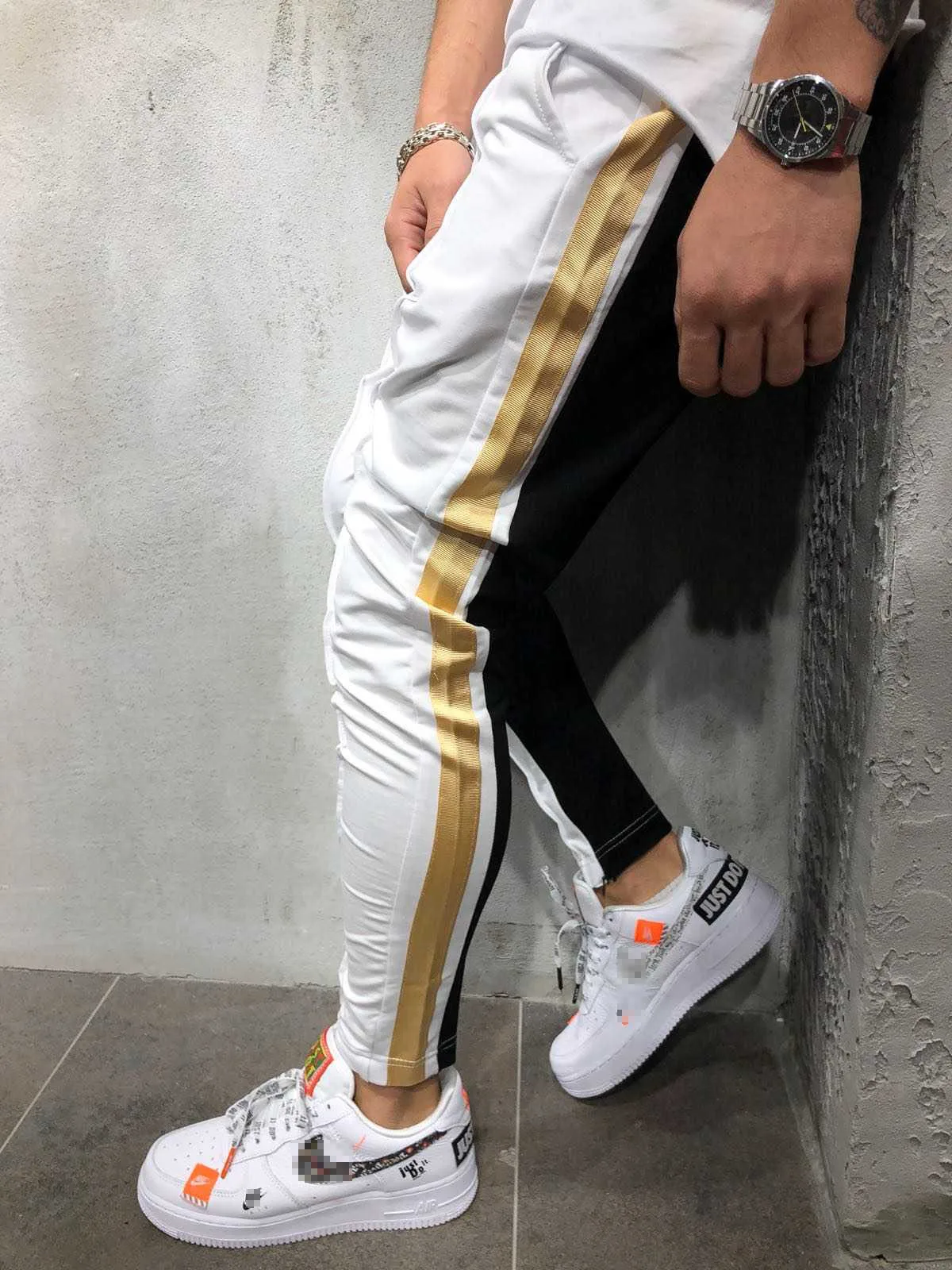 Patchwork slim sports jogger pants best sale