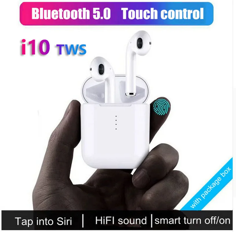 

i10 Tws Air pods Headphones Wireless Bluetooth Headset Stereo Earbuds Earphones Handsfree Bluetooth Earphone with Charging Box