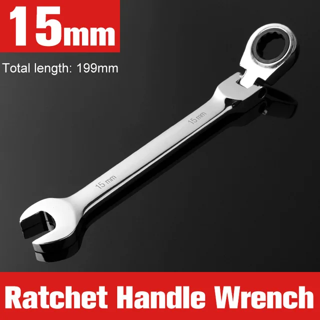 6-24mm Flexible Head Combination Ratchet Wrench Dual-use Ratchet Wrench tools - Цвет: 15mm