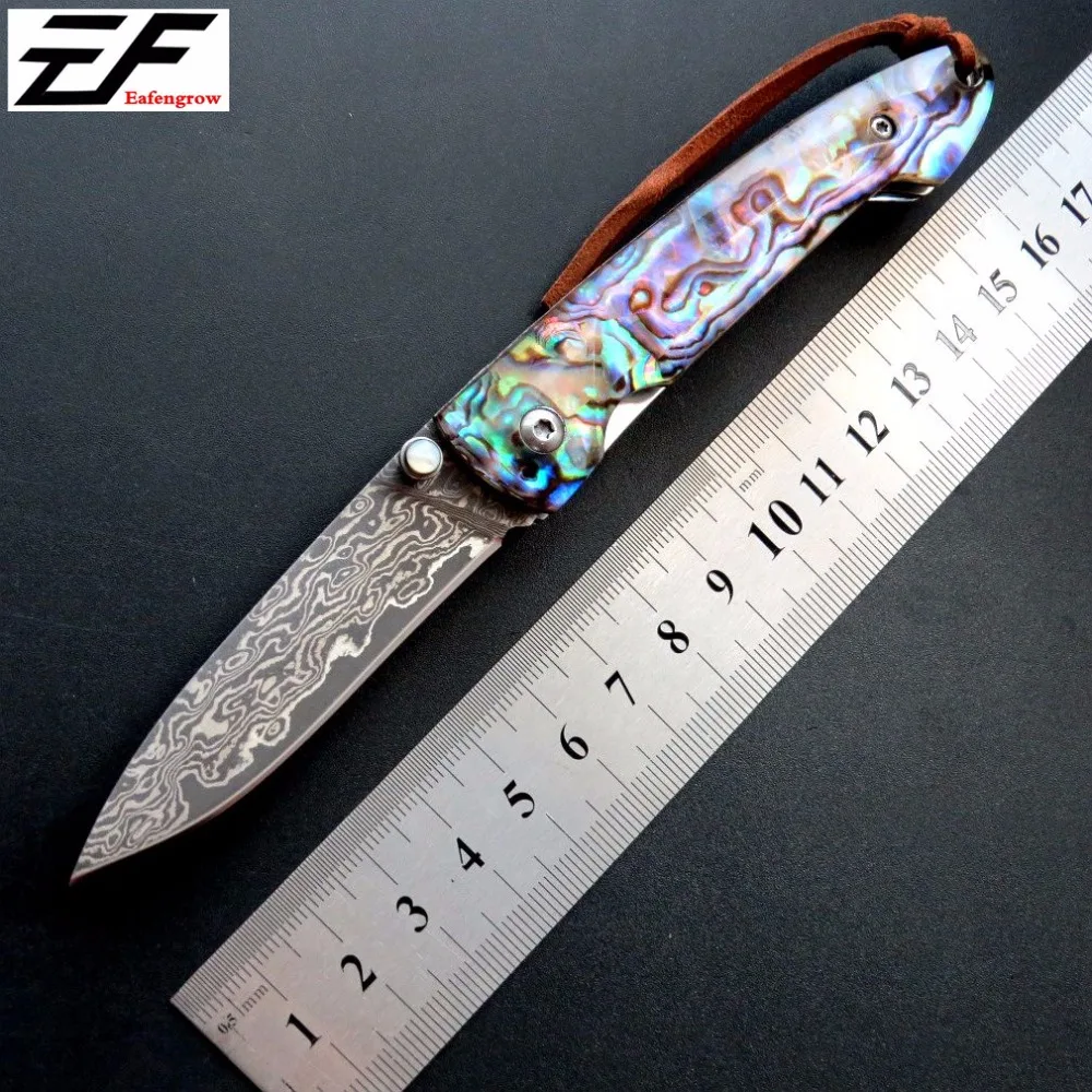 New Folding Blade Knife EF83 Colorful Handle Damascus Steel Tactical Survival Knife Outdoor Hand Tool EDC Fruit Knives