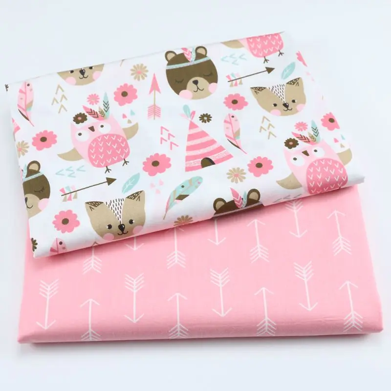 

Sraekar,Pink Bear Arrow Printed DIY Handmade Cloth Sewing Craft Quilting Tilda for Baby Dress Patchwork Needlework Cotton Fabric