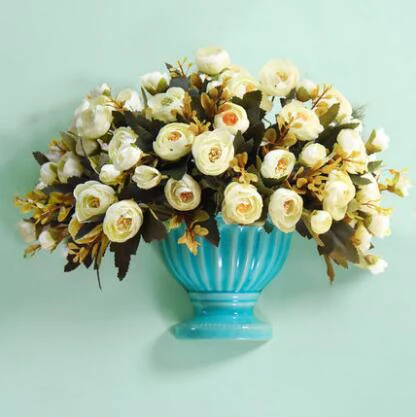European Modern Wall Ceramic Hanging Vase+Artificial Flower Decoration Pastoral Creative Wall Vase Basket Accessories Decoration - Цвет: style 8