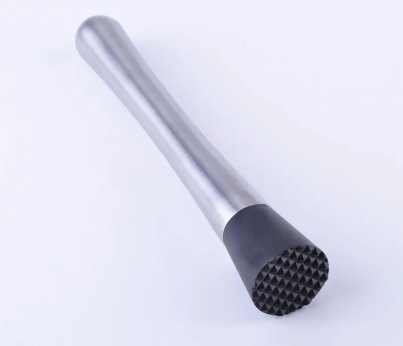 Rose Gold Stainless Steel Cocktail Muddler 8-inch Swizzle Stick Ice Cocktail Ramming Popsicle Masher Broken Popsicles with Grooved Nylon Head Bartender Tool