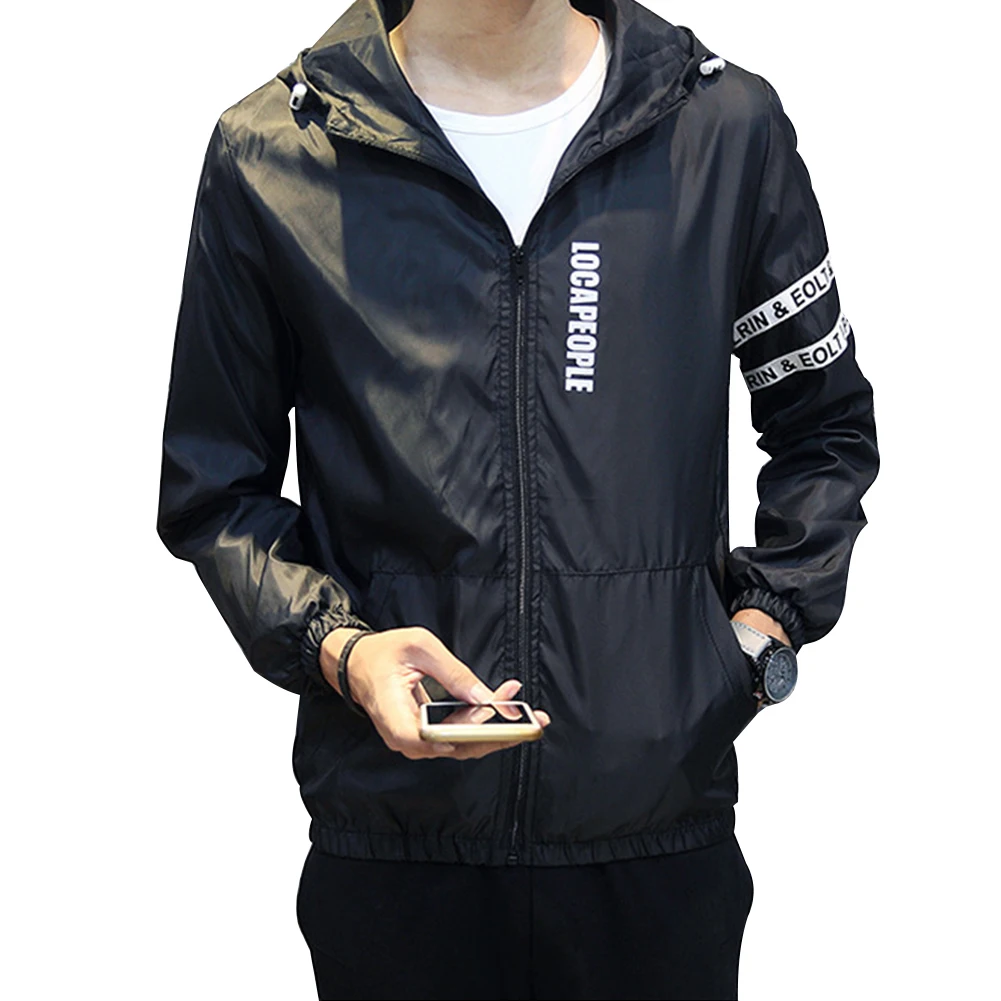 Мода Slim Fit молодых Для мужчин куртка с капюшоном тонкий Куртки Повседневное пальто на молнии