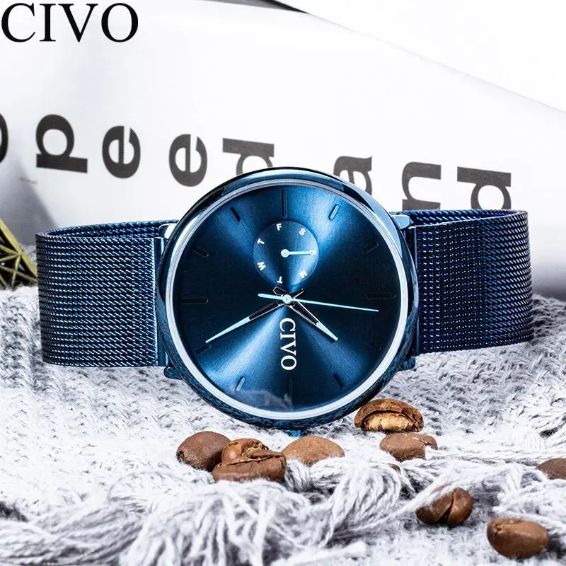 CIVO роскошные мужские модные спортивные кварцевые часы мужские армейские военные часы мужские водонепроницаемые минималистичные часы Relogio Masculino