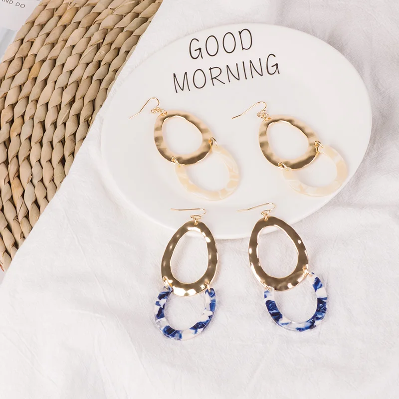 Guanlong Vintage Acetic Acid Acrylic Dangle Long Earing for Women Geometric Metal Acetate Resin Big Earring Girl Jewelry Brincos (1)