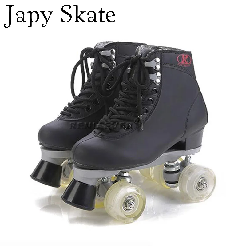 

Double Roller Skates With White Led Lighting Wheels Unisex 4 Wheels Flash Skates Two Line Adult Skating Shoes