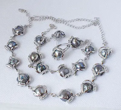 

Wholesale free shipping >>Fashion jewellery freshwater pearl necklace bracelet earring ring set