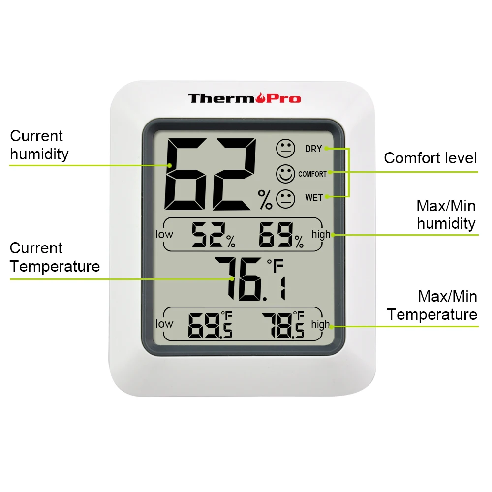 Original Thermopro Tp 50 Digital Hygrometer Indoor Thermometer Original Thermopro Tp 50 Digital Hygrometer Indoor Thermometer Humidity Monitor With Temperature Gauge In Gauges From Home Garden On