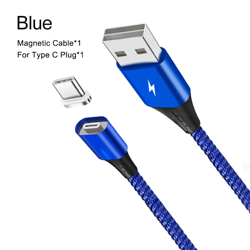 Магнитный кабель A.S 3A Micro usb type C 8Pin для быстрой зарядки телефона Micro usb type C Магнитный зарядный кабель USB для iPhone huawei Xiaomi - Цвет: Blue for Type C