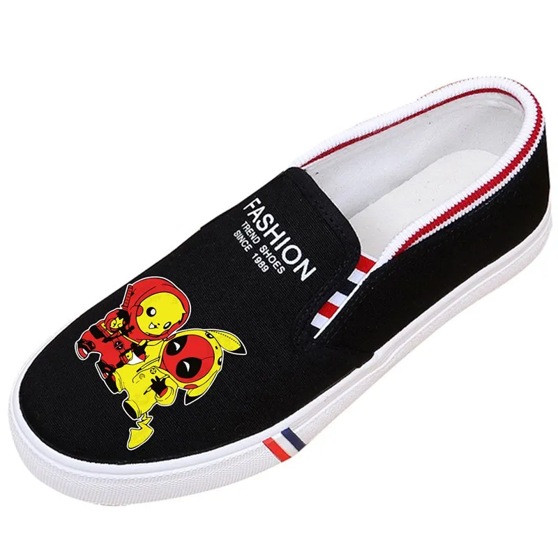 

Pikachu Deadpool Groot Print Cartoon Low Top Breathable Canvas Uppers Shoes Woman Trendy White Ladies Platform Shoes A19516