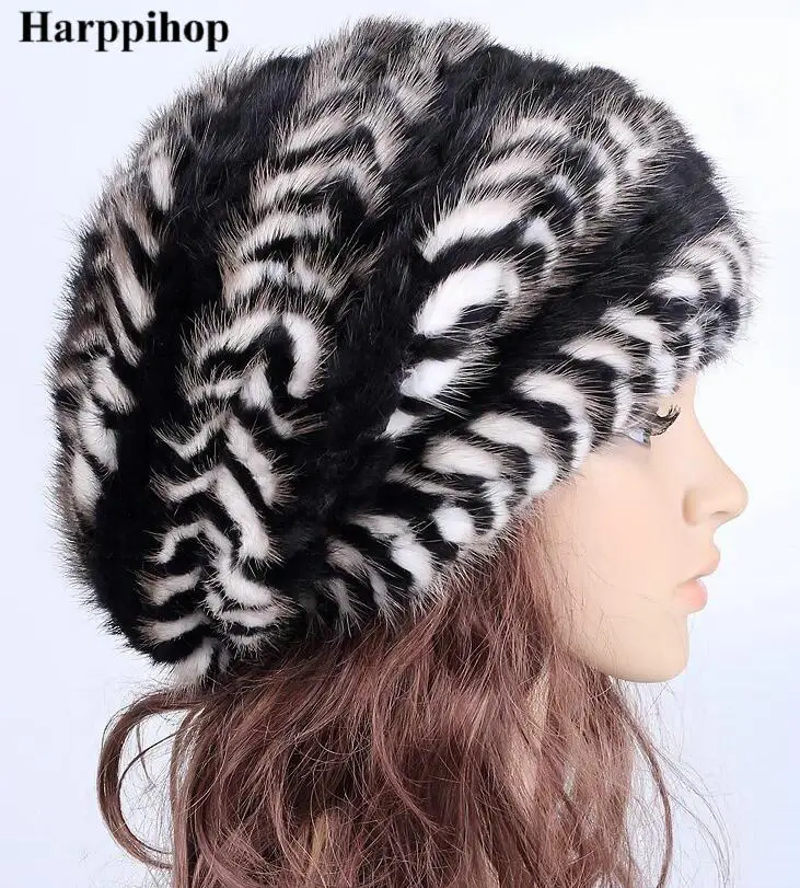 Chapéu de Vison Chapéu de Pele de Vison Tampas de Vison Fêmea Inverno Coreano Mão-de Malha Mulher Quente Bola Frete Grátis 3 Acessórios da Moda