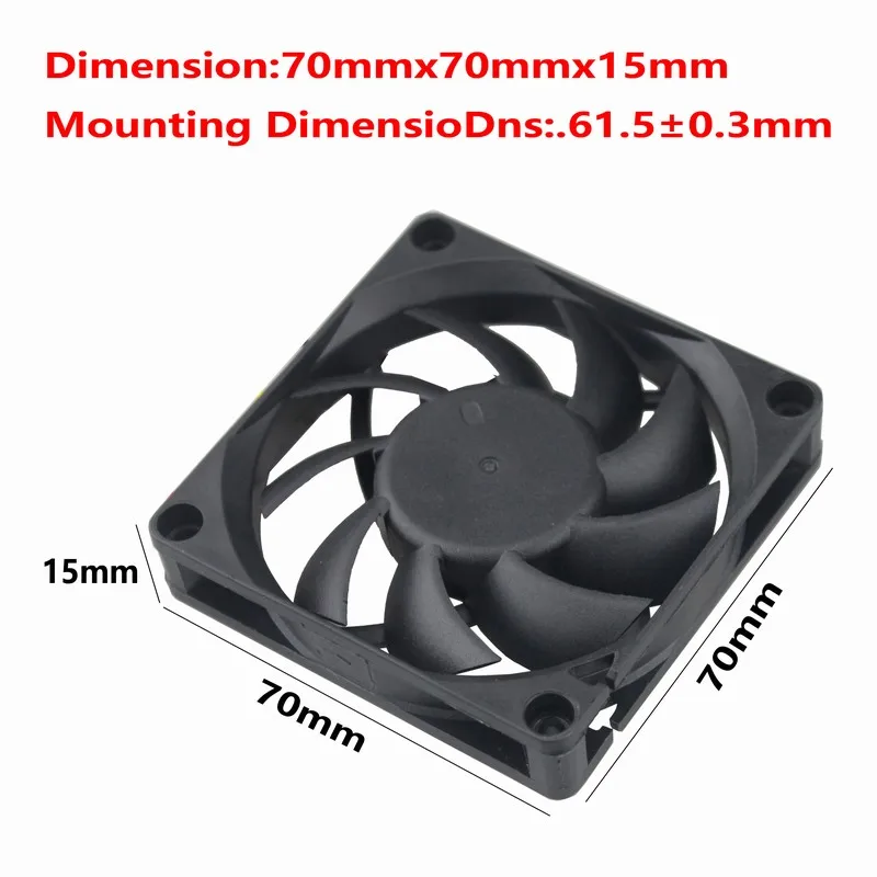 5 pcs/lot New PC Case Fan 70mm x 70mm x 15mm 24V 2 Pin DC Brushless Cooling Cooler Fan 