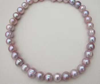

gorgeous 12-13mm south sea baroque lavender pearl necklace 18inch 925silver