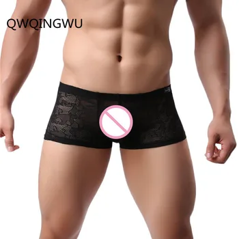 

See Through Boxers Underwear Men Transparent Low Waist Breathable Underwear Mesh Male Lace Boxer Fashion Sexy Shorts Boxers