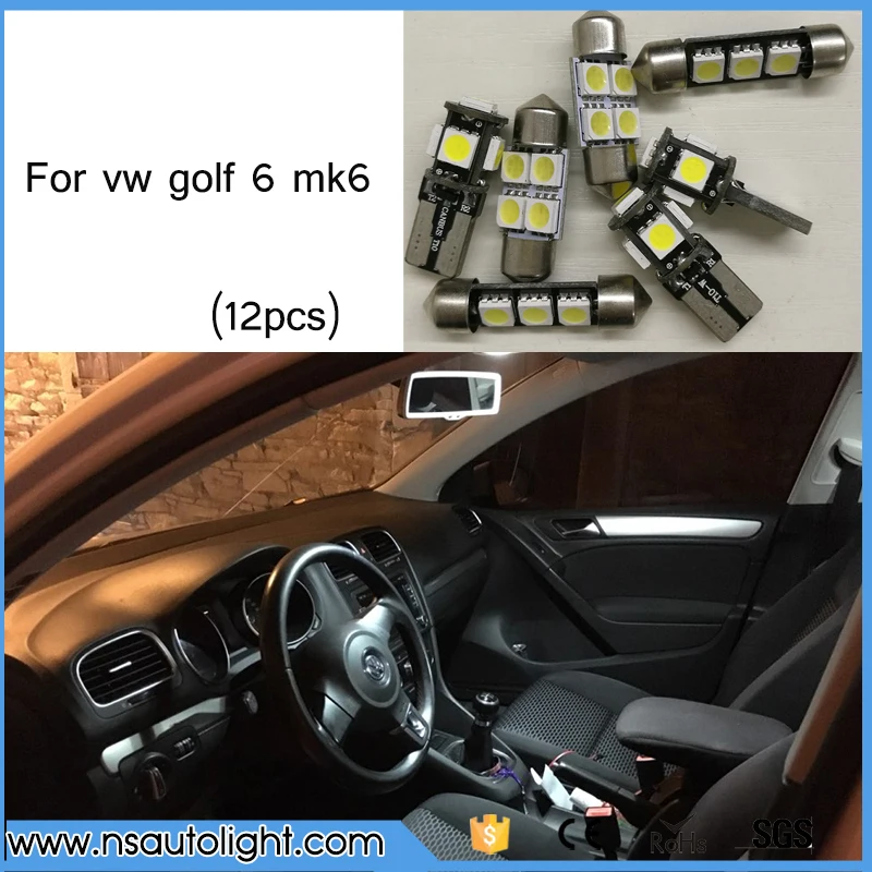 12 x ОШИБОК белый интерьер светодио дный свет посылка комплект для vw golf 6 mk6 аксессуаров чтение Крытый фары