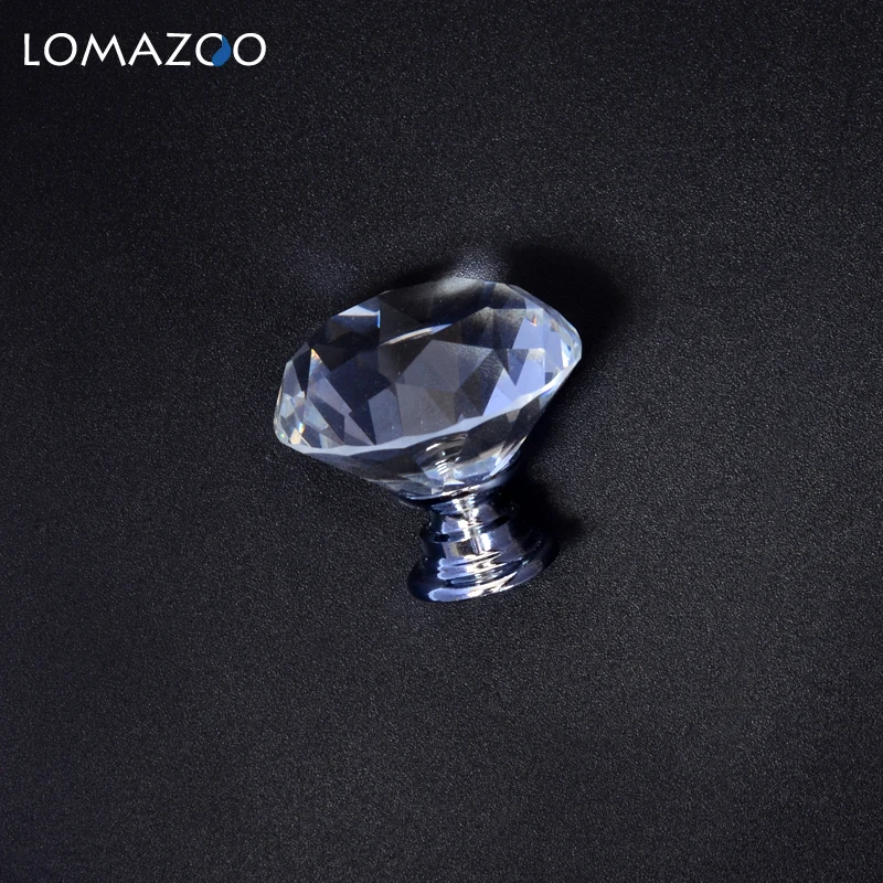 Crystal Glass Knobs 20-40mm Diamond Shape Design Cupboard Drawer Pull Kitchen Cabinet Door Wardrobe Handles Hardware Furniture