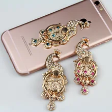 For iPhone iPad all Smart Phone Beautiful peacock shape Luxury 360 Degree Finger Ring Universal Mobile Phone Stand Holder