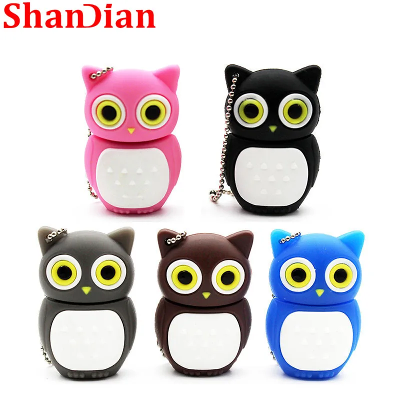 SHANDIAN Fashion ideas USB флеш накопитель с милой совой 64 ГБ 16 32 4 Гб карта памяти мультяшной