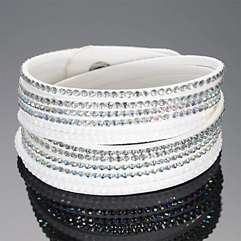 Многослойный кожаный браслет с двойной обмоткой кристаллами|double wrap bracelet|wrap