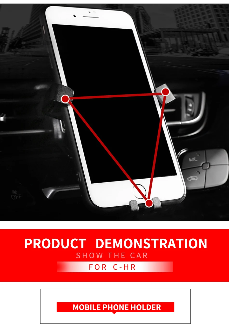 Мой хороший автомобильный держатель для мобильного телефона Gravity Reaction Clip type Air Vent Mount Stand Левый ручной привод для Toyota C-HR- автомобиль